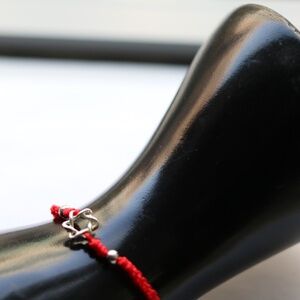 Silver Star of David Red String Adjustable Bracelet